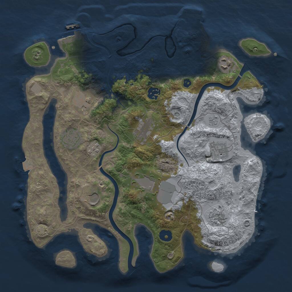 Rust Map: Procedural Map, Size: 3500, Seed: 194857301, 16 Monuments