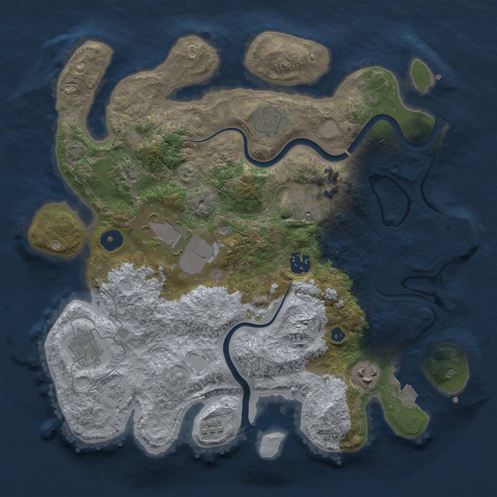 Rust Map: Procedural Map, Size: 3500, Seed: 1195282197, 13 Monuments