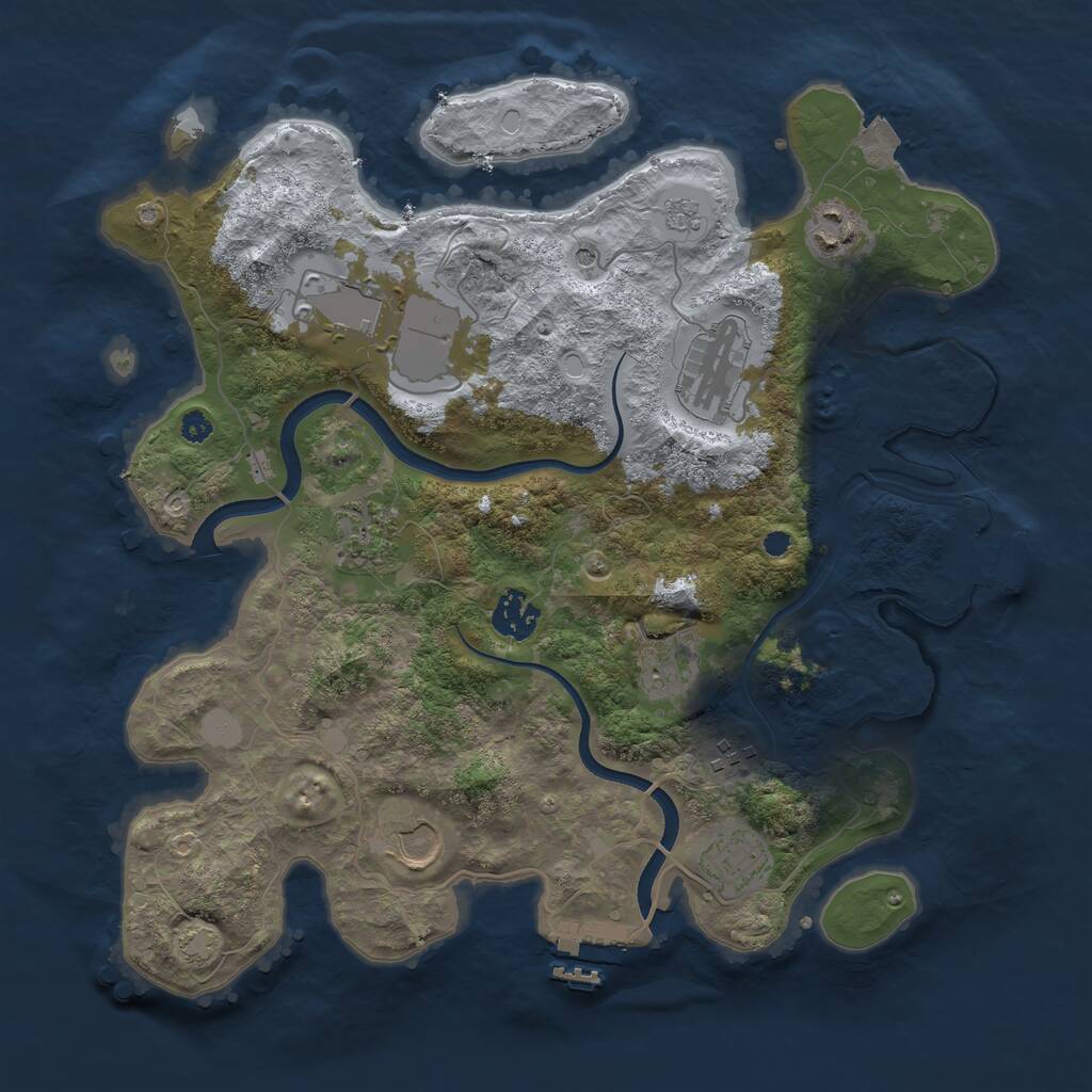 Rust Map: Procedural Map, Size: 3500, Seed: 860092529, 15 Monuments