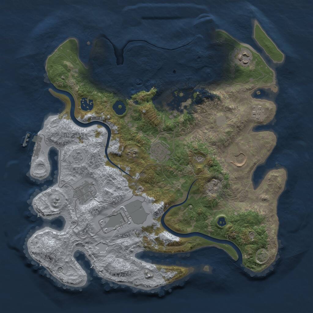 Rust Map: Procedural Map, Size: 3500, Seed: 882703697, 14 Monuments