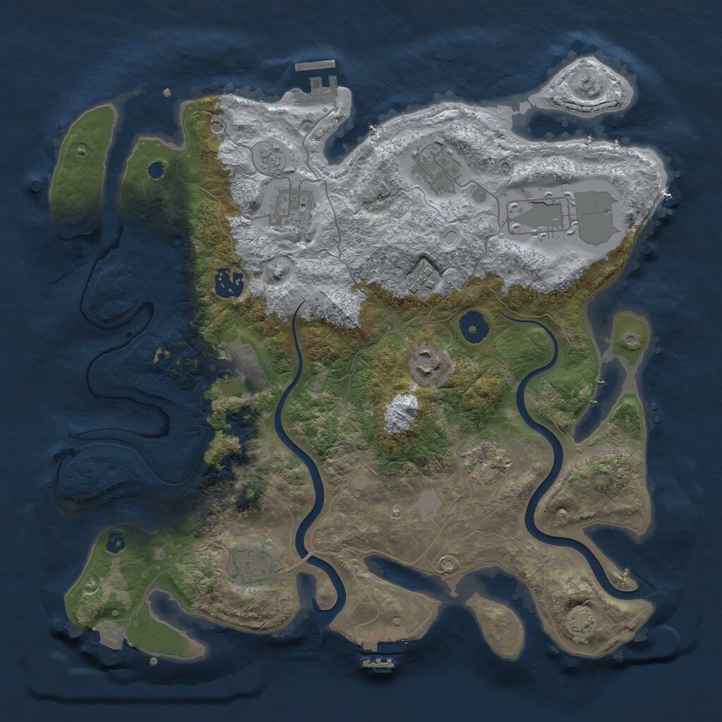 Rust Map: Procedural Map, Size: 3600, Seed: 969456848, 15 Monuments