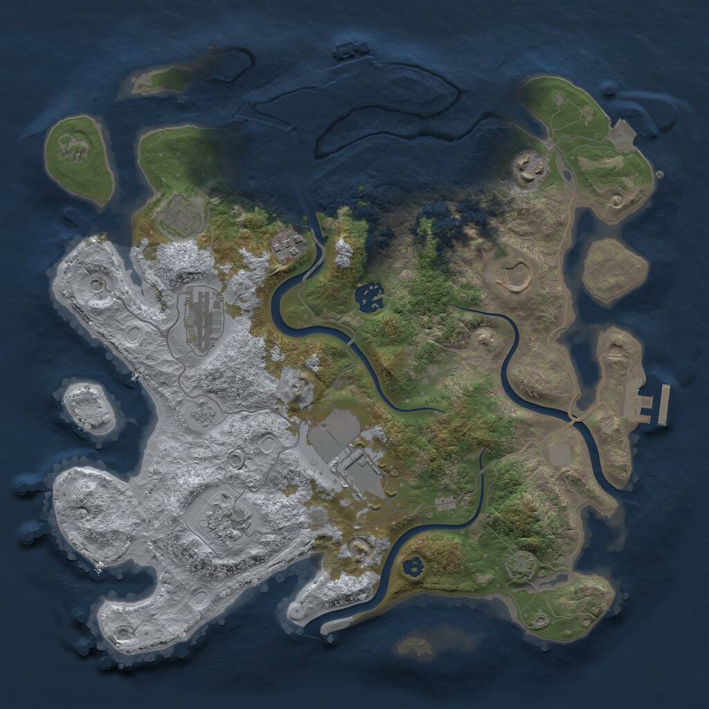 Rust Map: Procedural Map, Size: 3500, Seed: 700925502, 14 Monuments