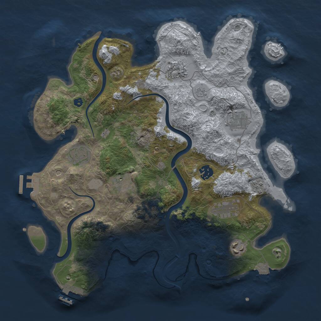 Rust Map: Procedural Map, Size: 3500, Seed: 413131640, 14 Monuments