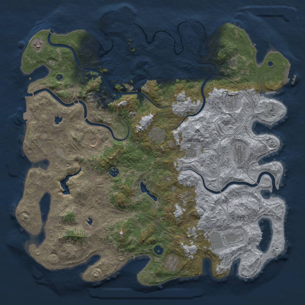 Rust Map: Procedural Map, Size: 4900, Seed: 58472913, 17 Monuments