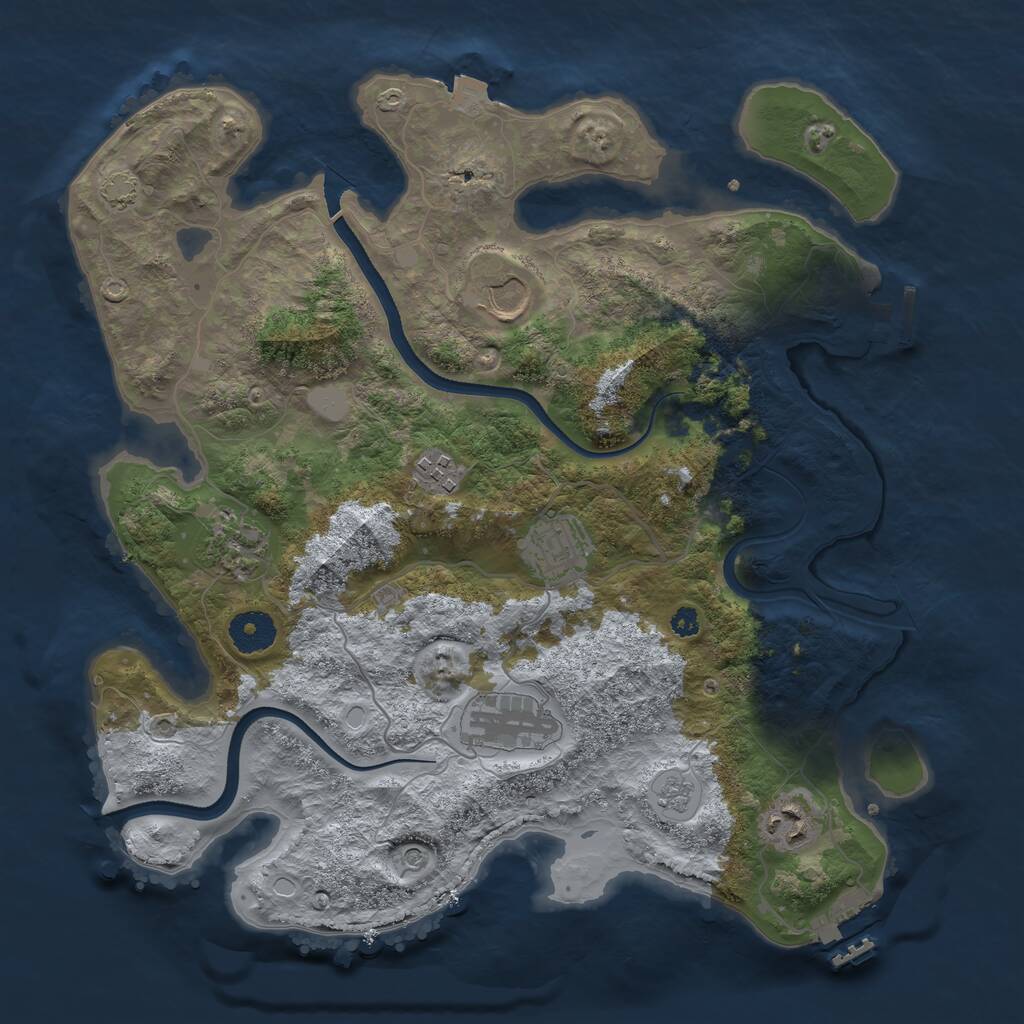 Rust Map: Procedural Map, Size: 3500, Seed: 1957605738, 12 Monuments