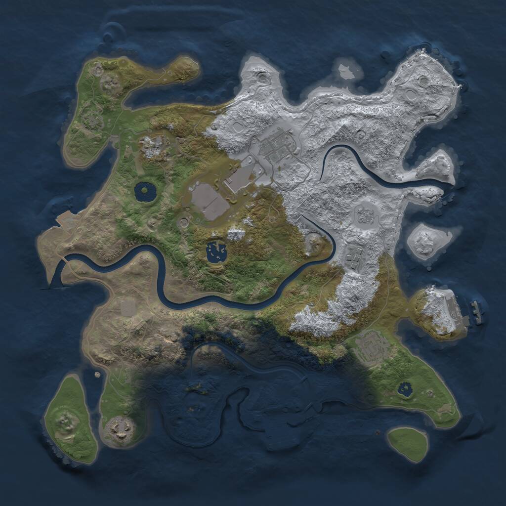 Rust Map: Procedural Map, Size: 3500, Seed: 203782124, 13 Monuments