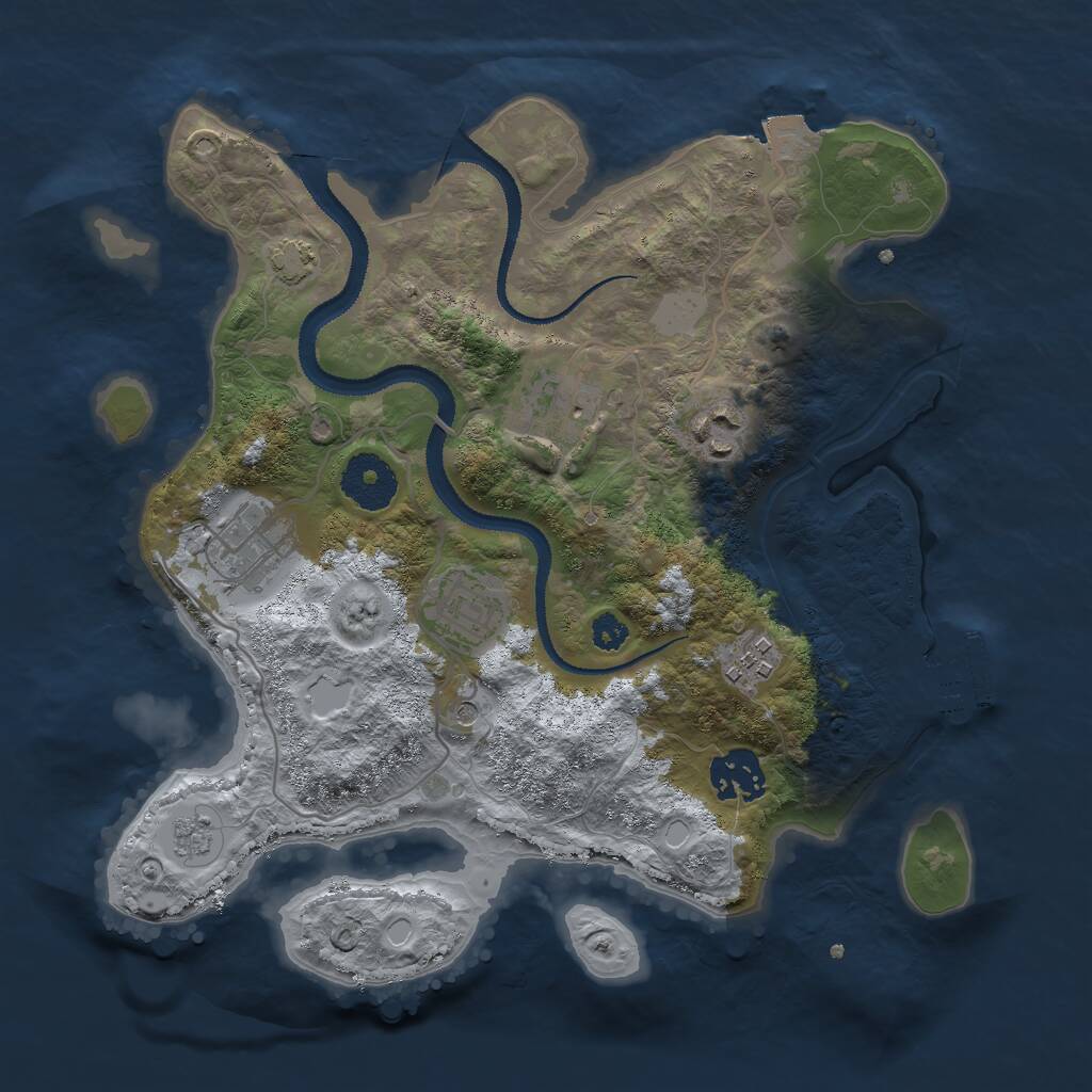 Rust Map: Procedural Map, Size: 3000, Seed: 1044681669, 11 Monuments
