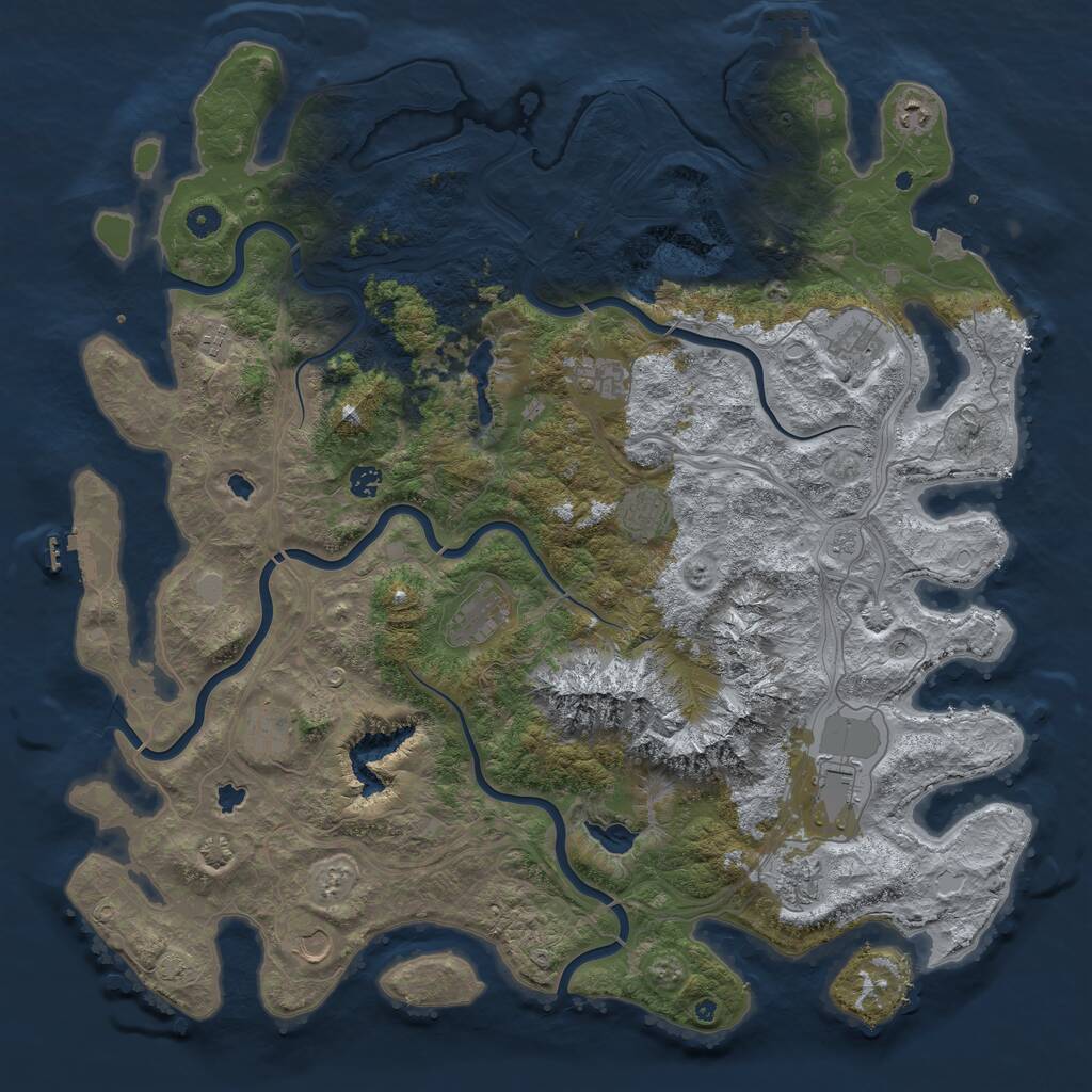 Rust Map: Procedural Map, Size: 5000, Seed: 839972768, 17 Monuments