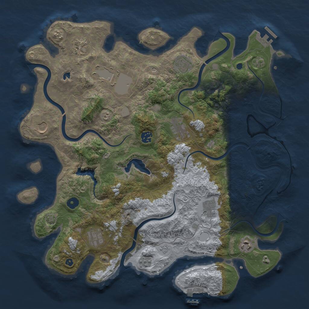 Rust Map: Procedural Map, Size: 4050, Seed: 705987427, 16 Monuments