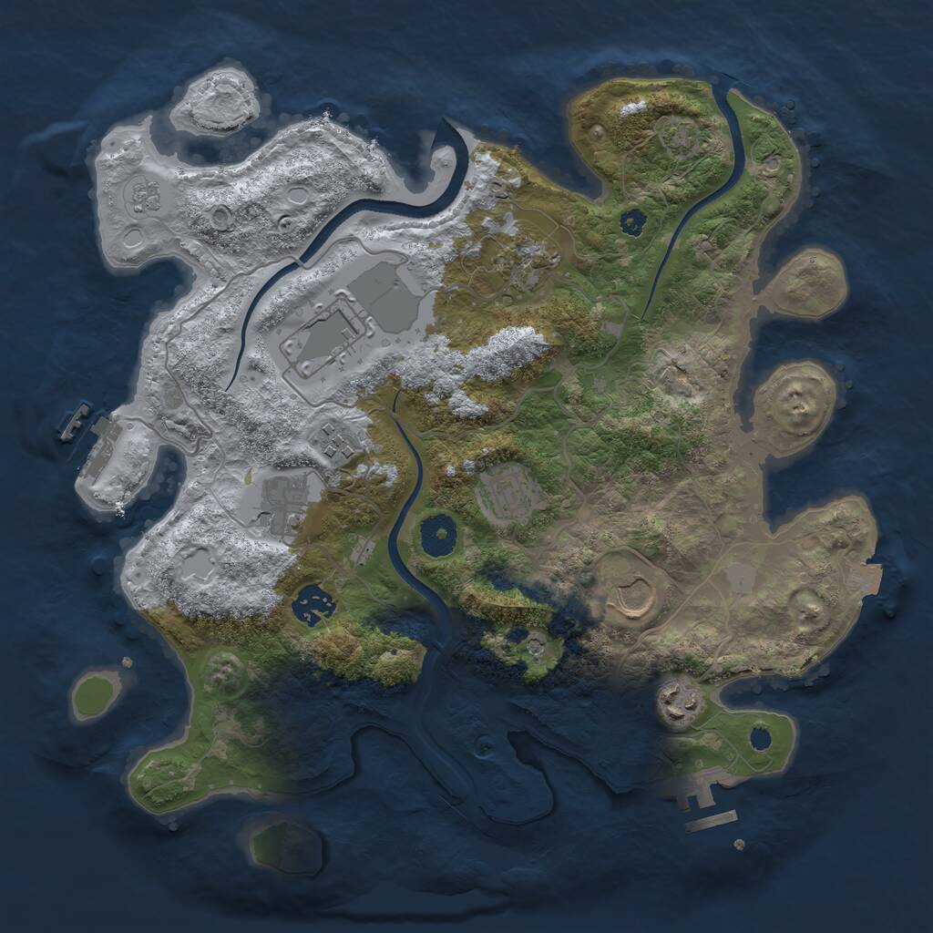 Rust Map: Procedural Map, Size: 3500, Seed: 5542, 14 Monuments