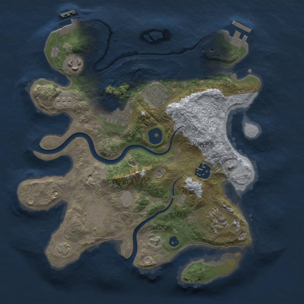 Rust Map: Procedural Map, Size: 3000, Seed: 1100000, 12 Monuments