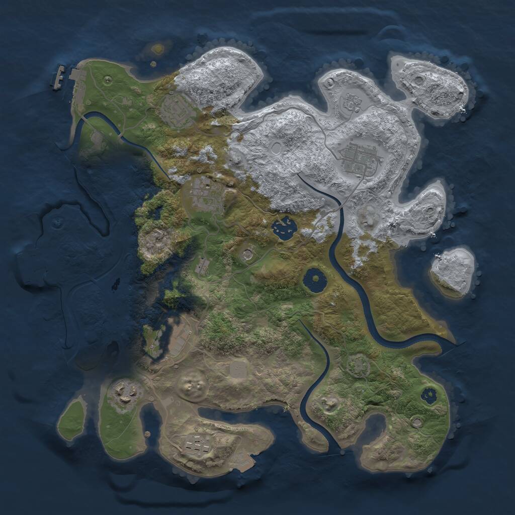 Rust Map: Procedural Map, Size: 3300, Seed: 2099289534, 13 Monuments