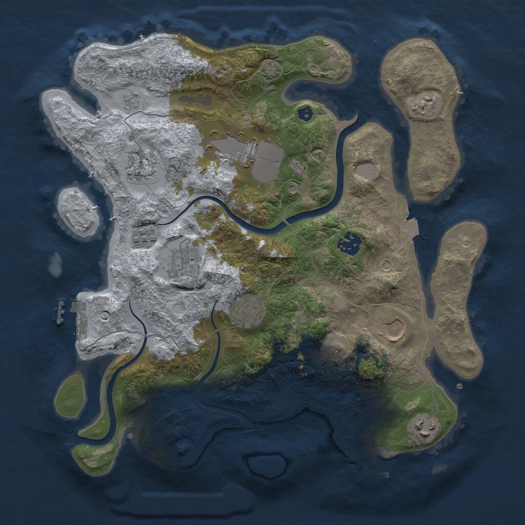 Rust Map: Procedural Map, Size: 3500, Seed: 209335900, 14 Monuments