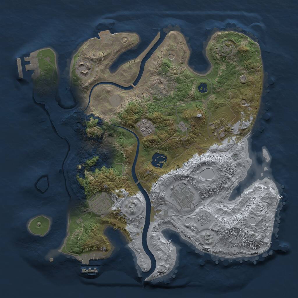 Rust Map: Procedural Map, Size: 3000, Seed: 44574435, 12 Monuments