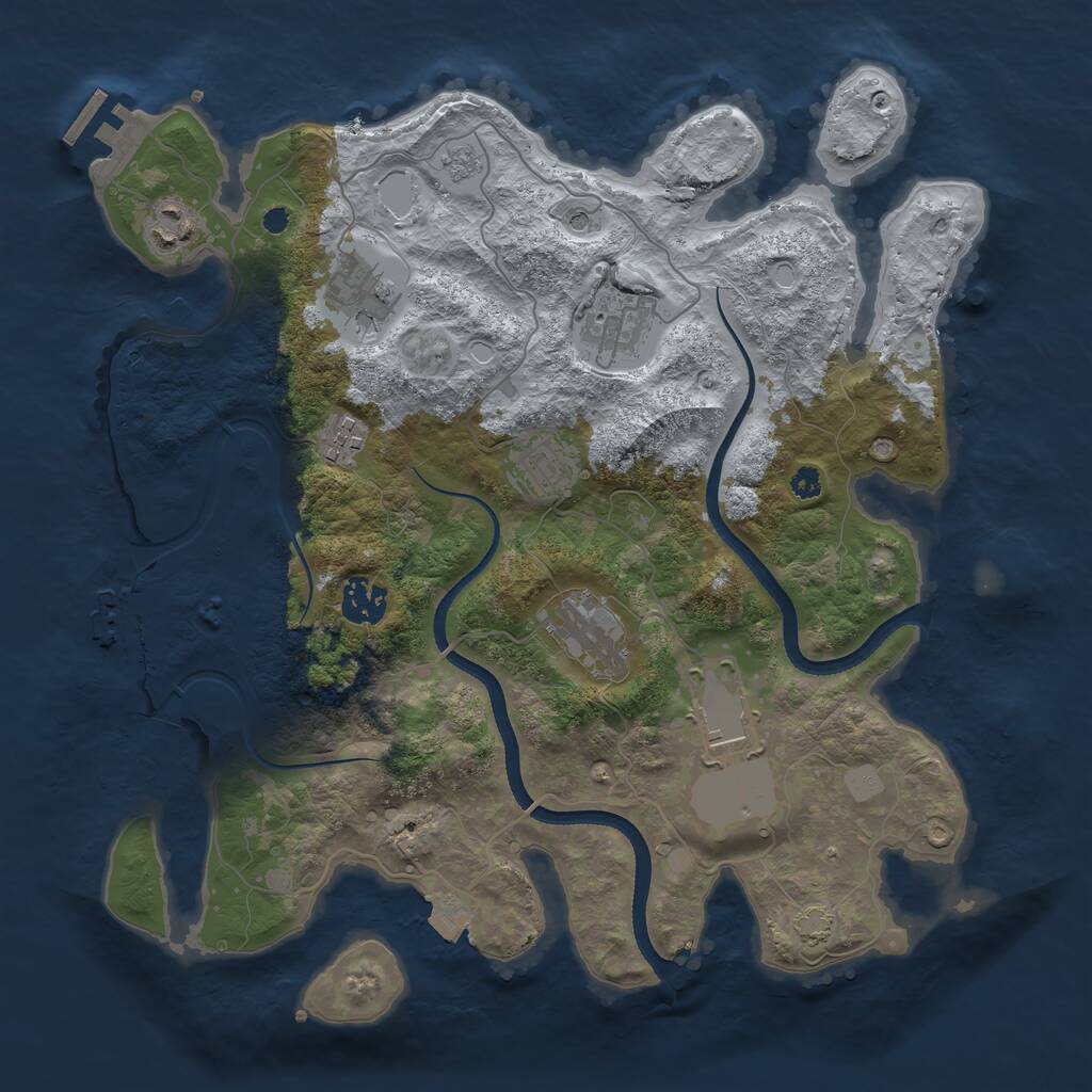 Rust Map: Procedural Map, Size: 3500, Seed: 797224293, 14 Monuments