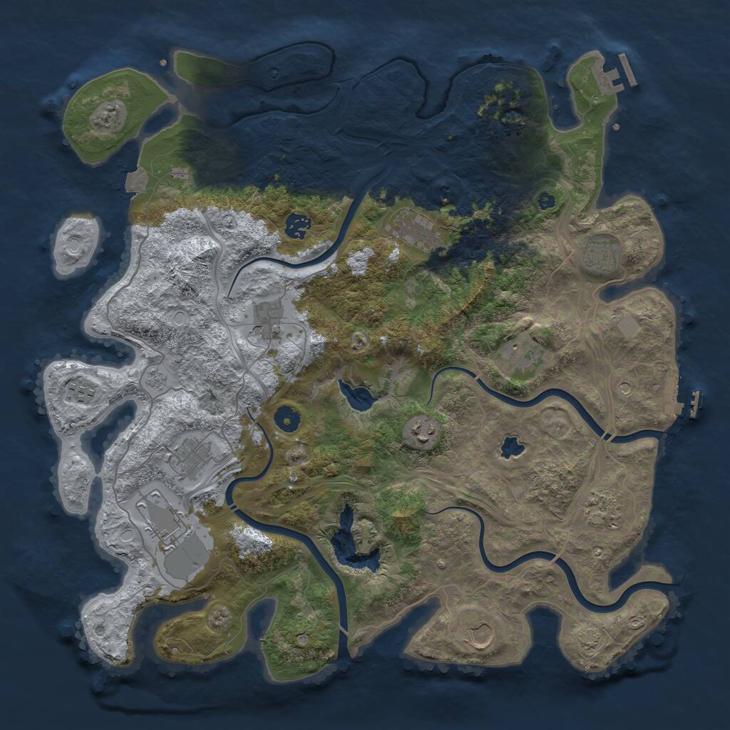 Rust Map: Procedural Map, Size: 4250, Seed: 2135568820, 17 Monuments