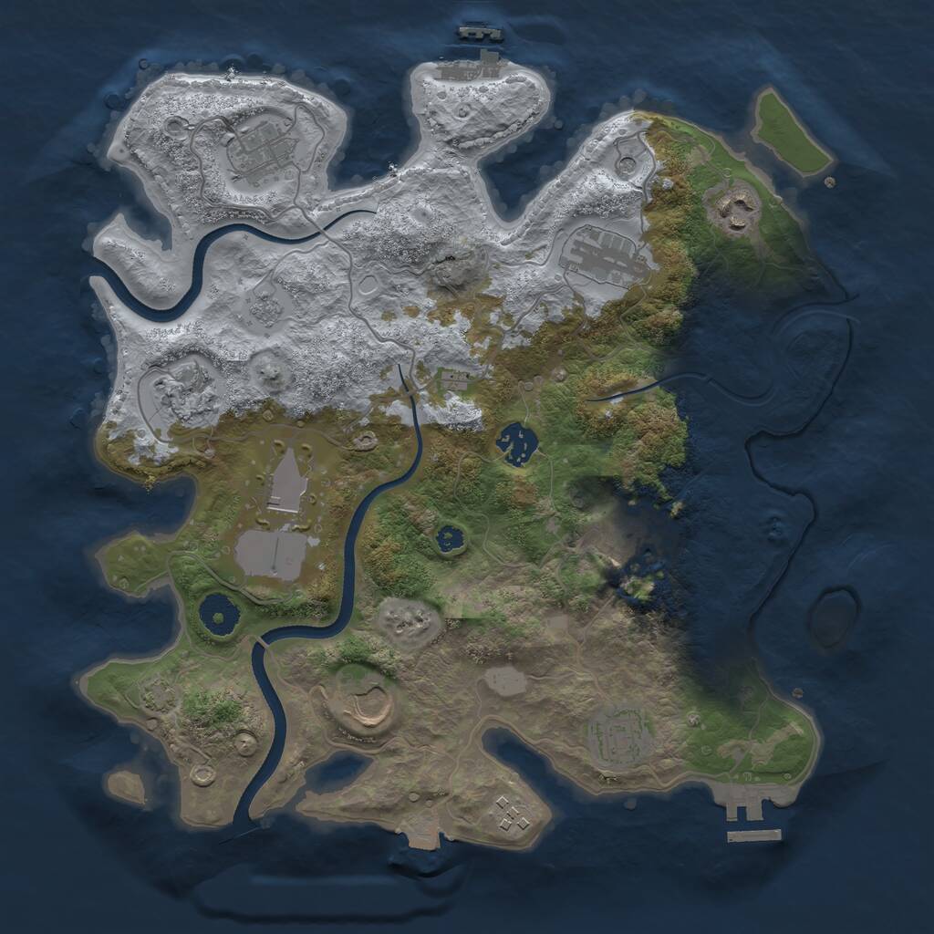 Rust Map: Procedural Map, Size: 3500, Seed: 595247840, 16 Monuments