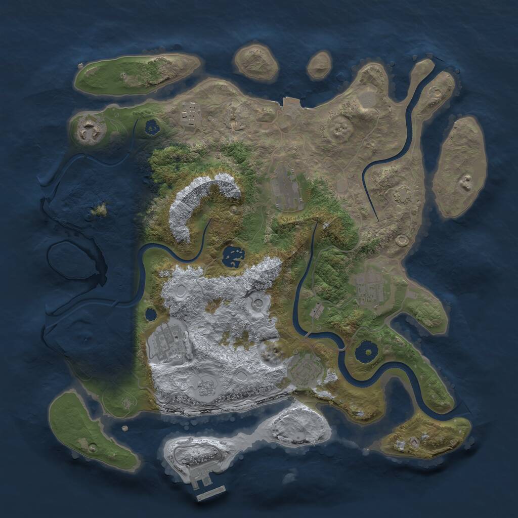 Rust Map: Procedural Map, Size: 3500, Seed: 644735183, 12 Monuments