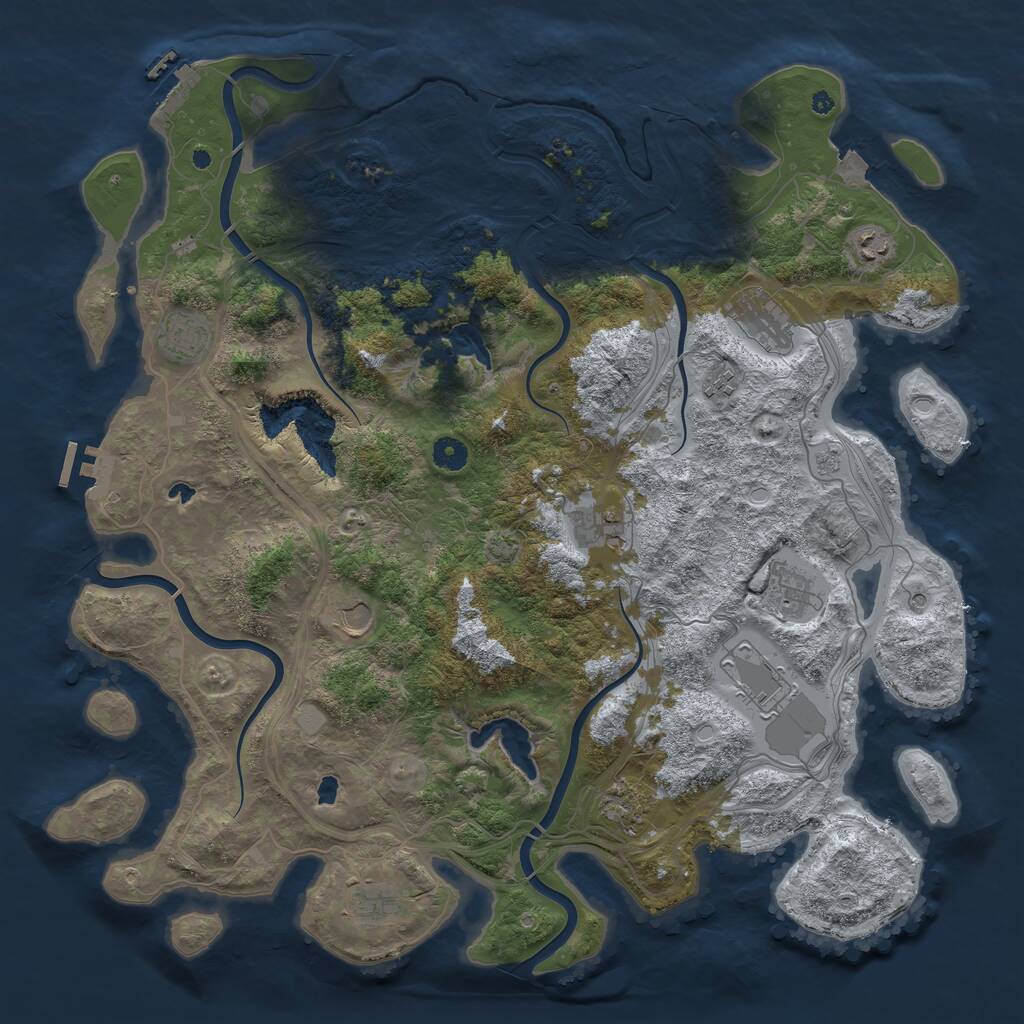 Rust Map: Procedural Map, Size: 4500, Seed: 1810471101, 16 Monuments