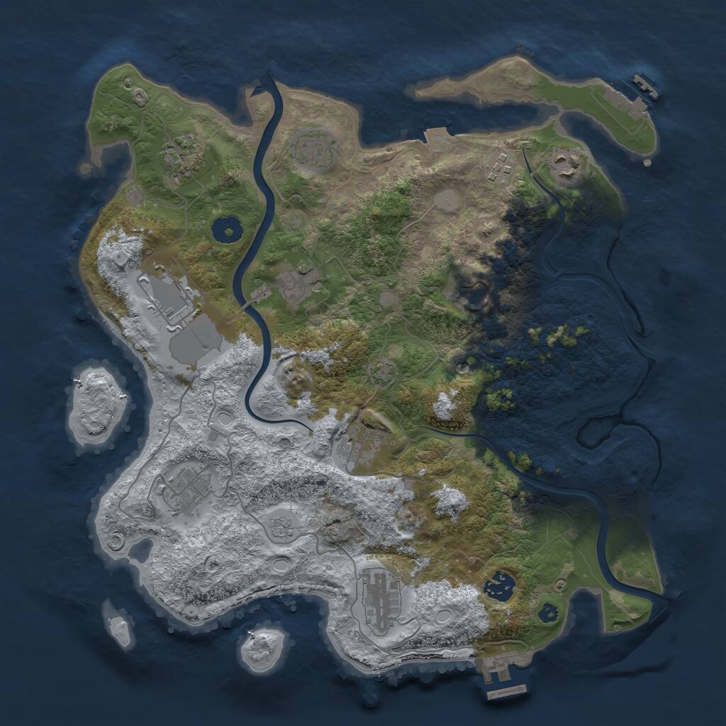 Rust Map: Procedural Map, Size: 3700, Seed: 329642275, 17 Monuments