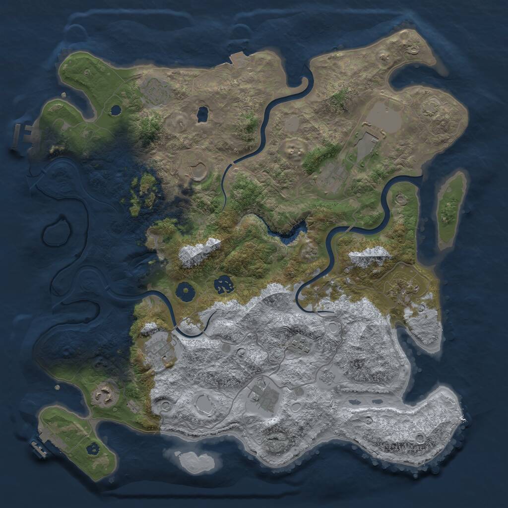 Rust Map: Procedural Map, Size: 4000, Seed: 1000945571, 16 Monuments