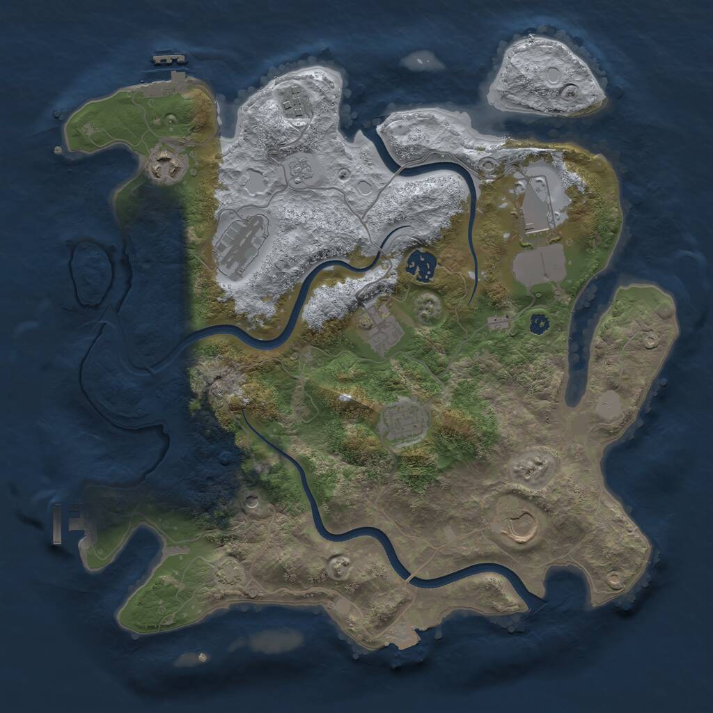 Rust Map: Procedural Map, Size: 3500, Seed: 593290074, 14 Monuments