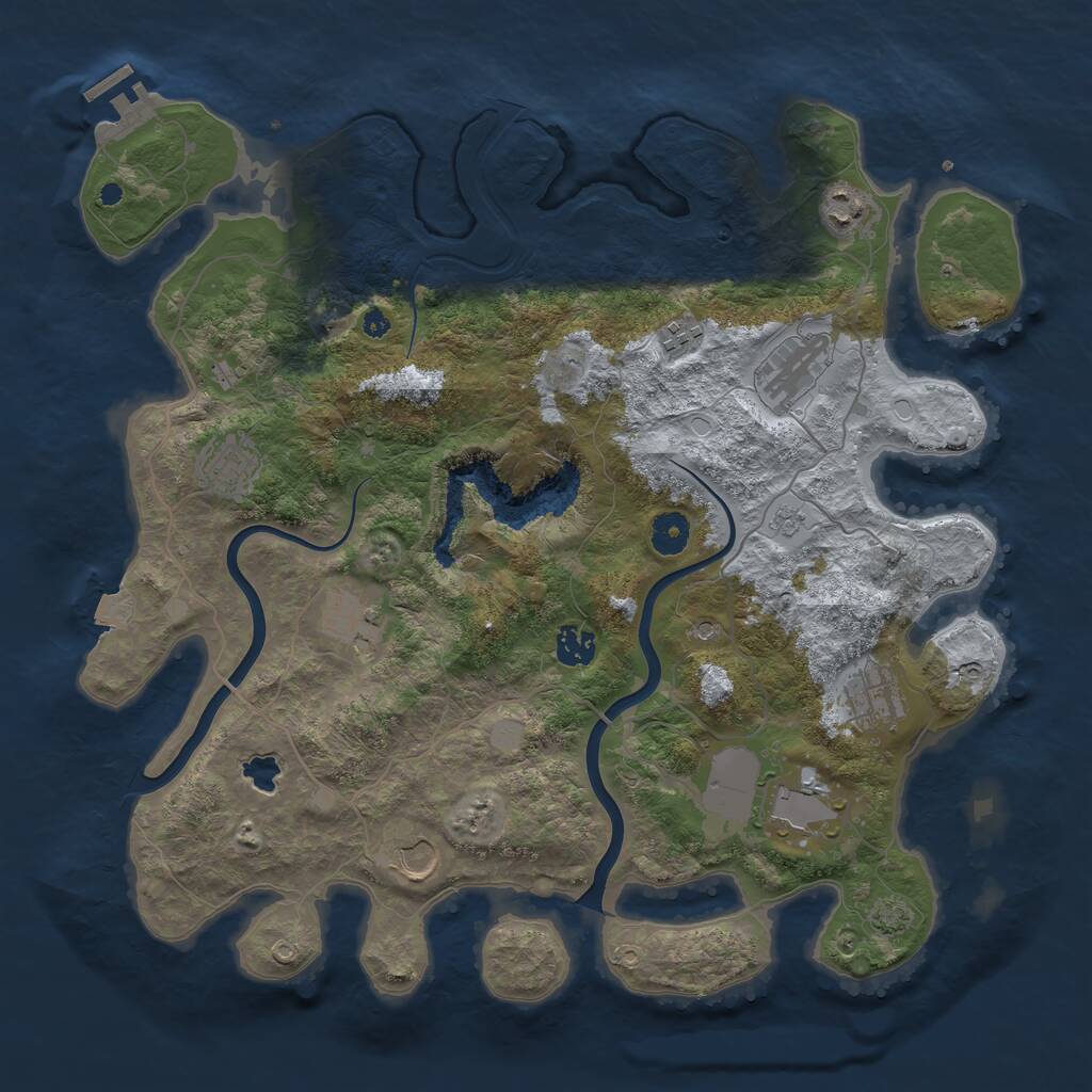 Rust Map: Procedural Map, Size: 4000, Seed: 724640642, 14 Monuments