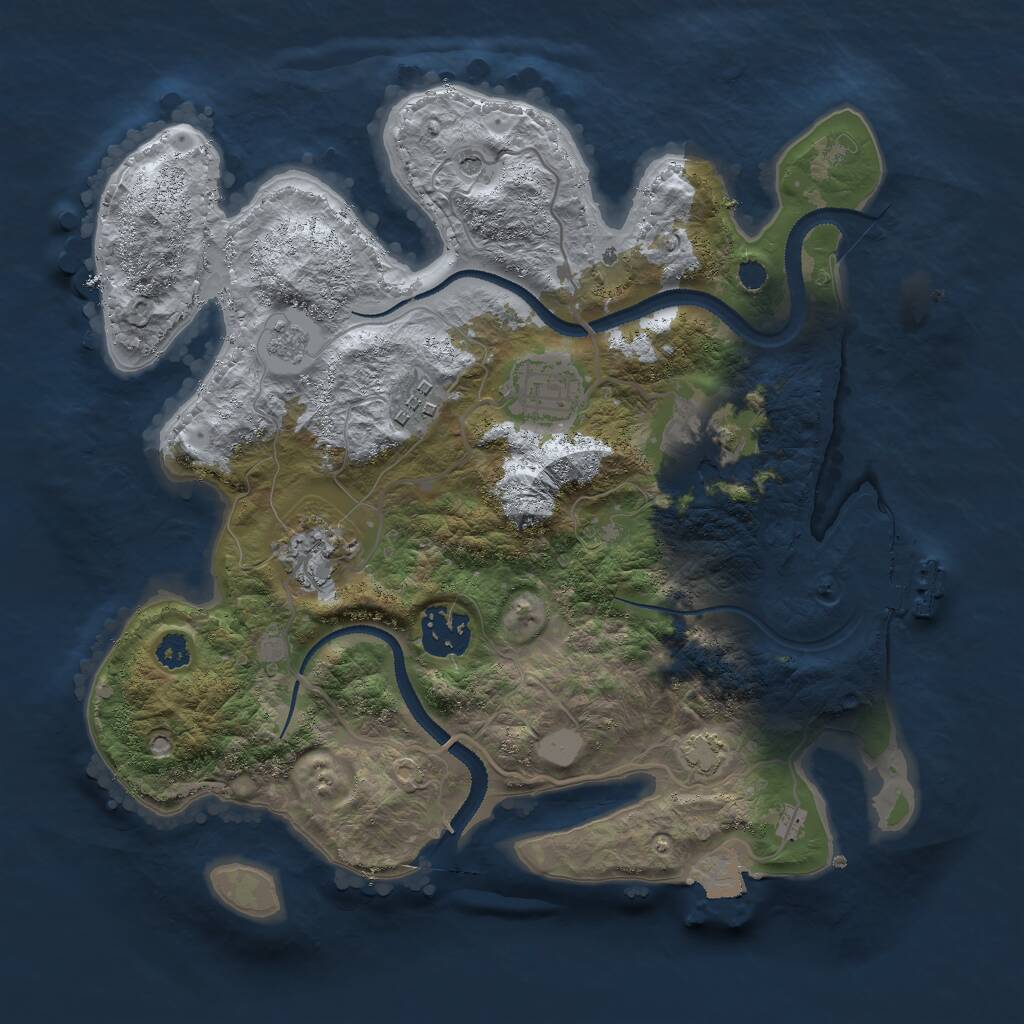 Rust Map: Procedural Map, Size: 3000, Seed: 15638, 10 Monuments