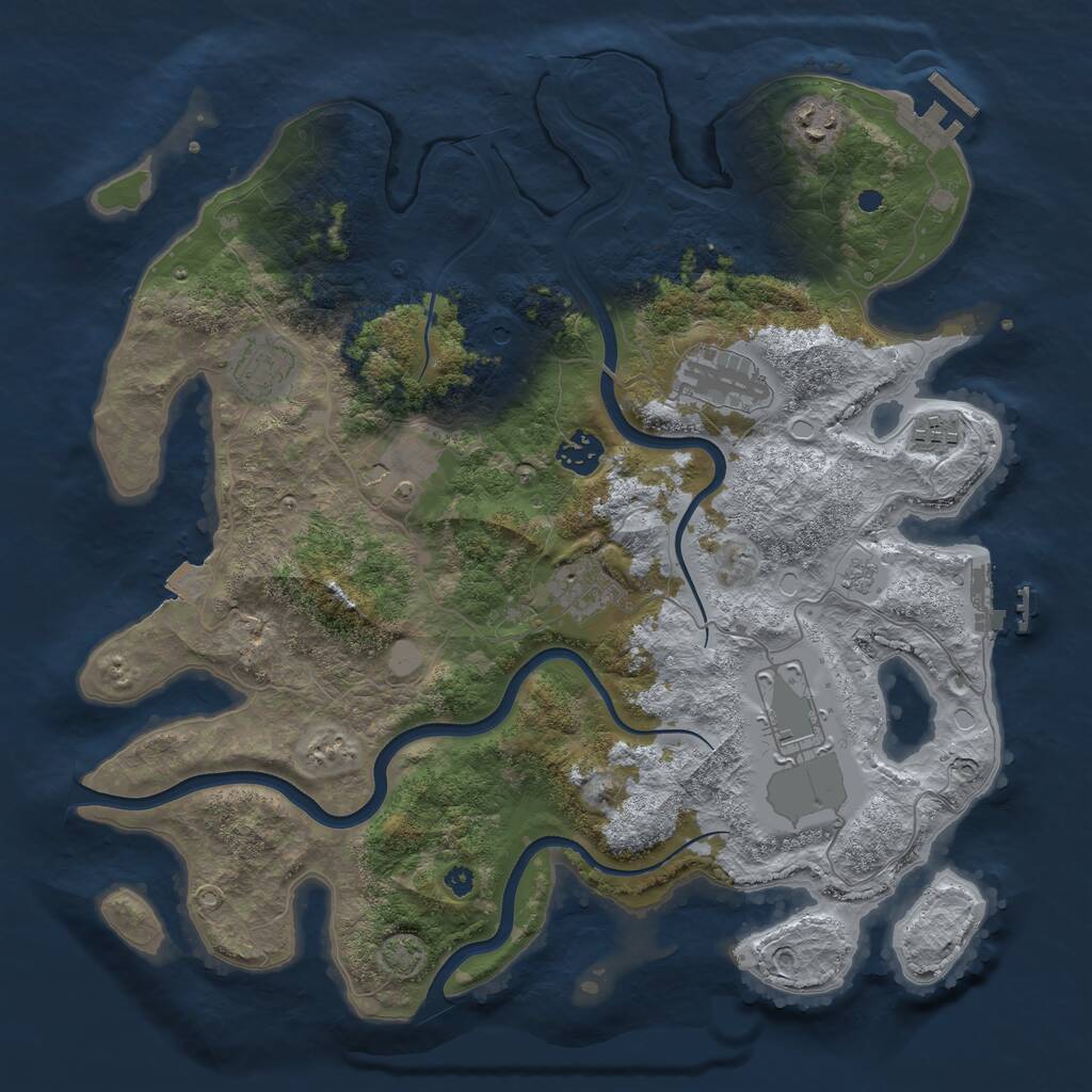 Rust Map: Procedural Map, Size: 3750, Seed: 404031854, 14 Monuments