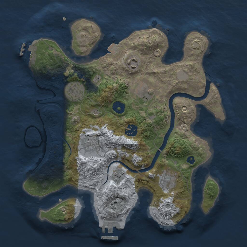 Rust Map: Procedural Map, Size: 3000, Seed: 2500000, 12 Monuments
