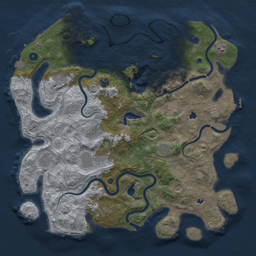 Rust Map: Procedural Map, Size: 4500, Seed: 495965799, 17 Monuments