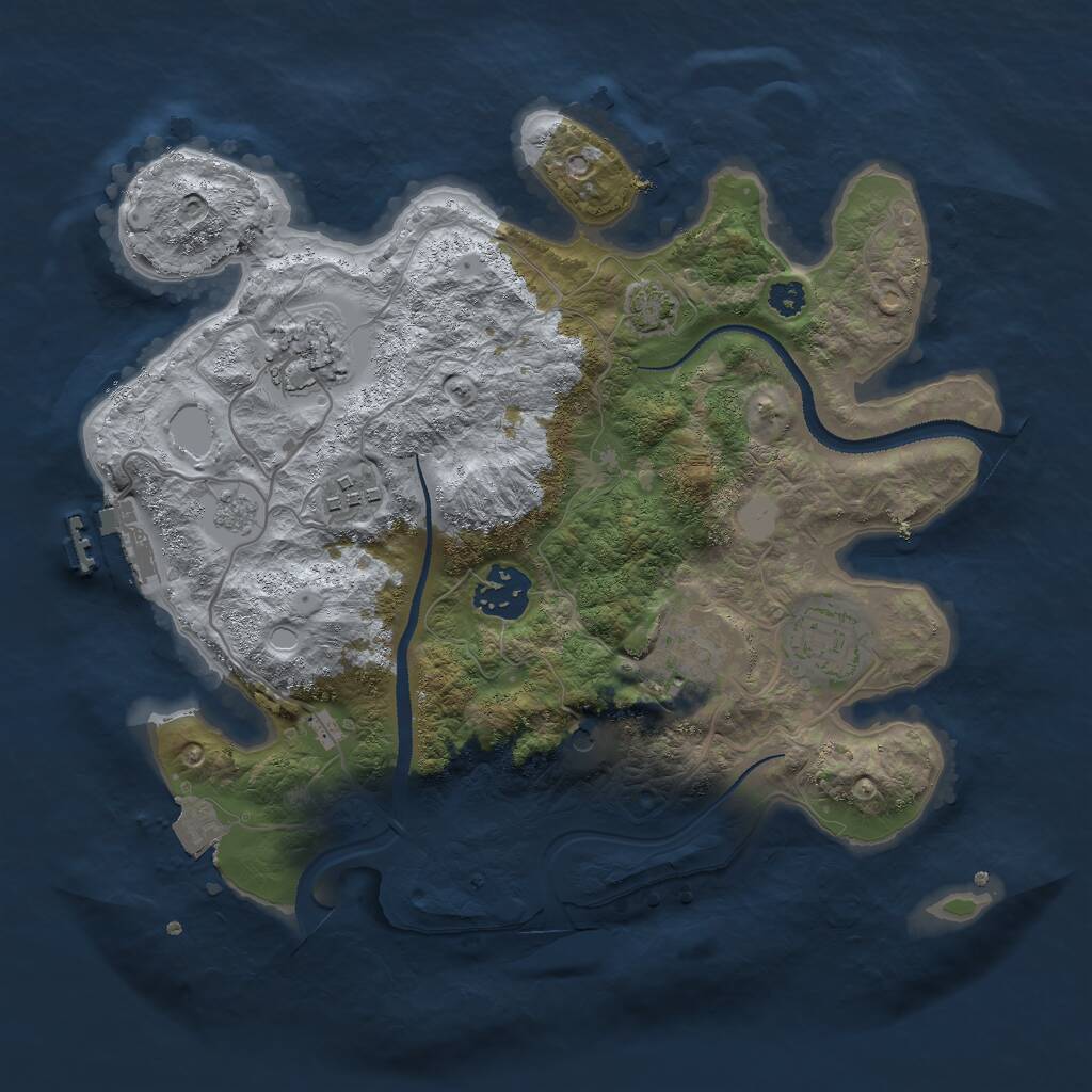 Rust Map: Procedural Map, Size: 3000, Seed: 1692470579, 10 Monuments