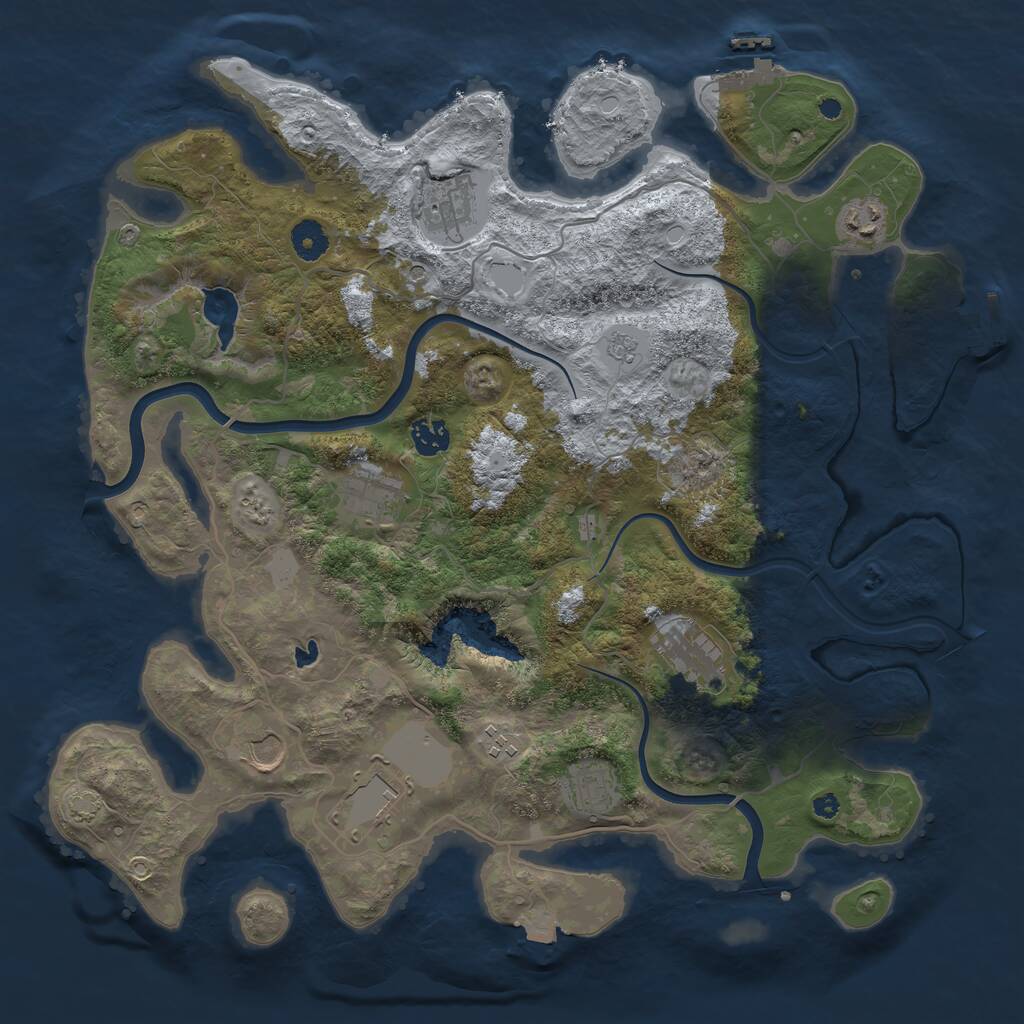 Rust Map: Procedural Map, Size: 4000, Seed: 874245, 15 Monuments