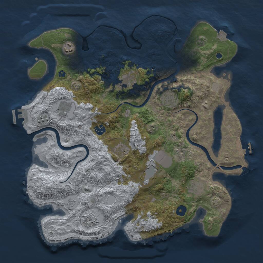 Rust Map: Procedural Map, Size: 3750, Seed: 794507440, 16 Monuments