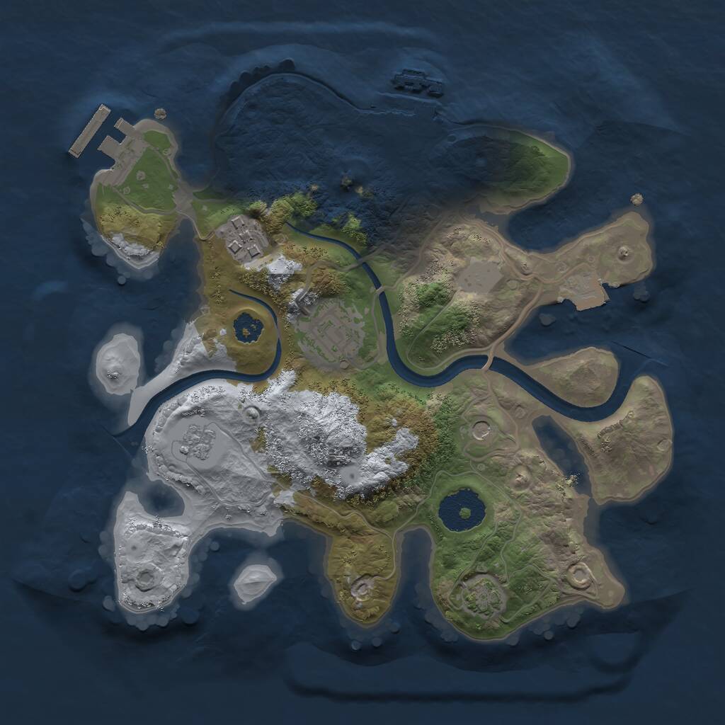 Rust Map: Procedural Map, Size: 2500, Seed: 1370957291, 8 Monuments