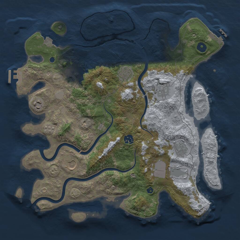 Rust Map: Procedural Map, Size: 3750, Seed: 159945576, 15 Monuments
