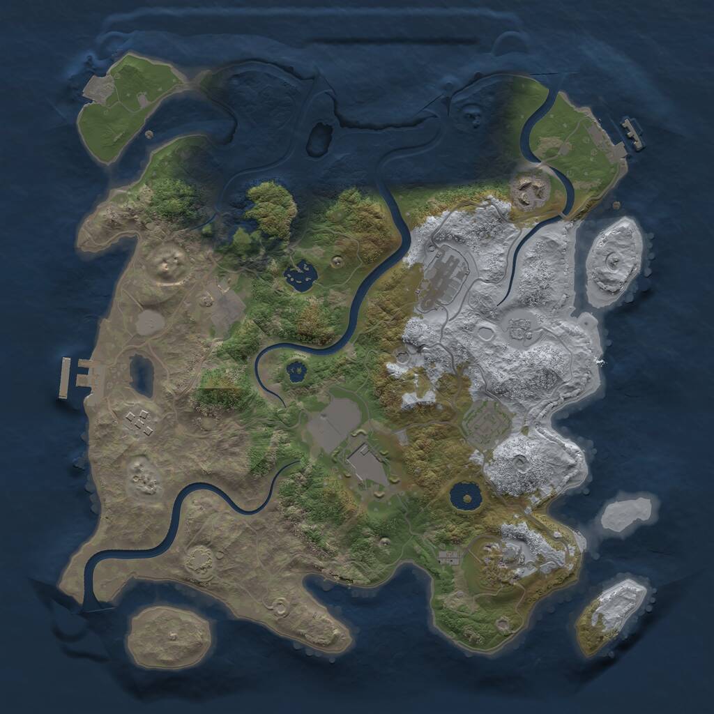 Rust Map: Procedural Map, Size: 3500, Seed: 249055396, 14 Monuments