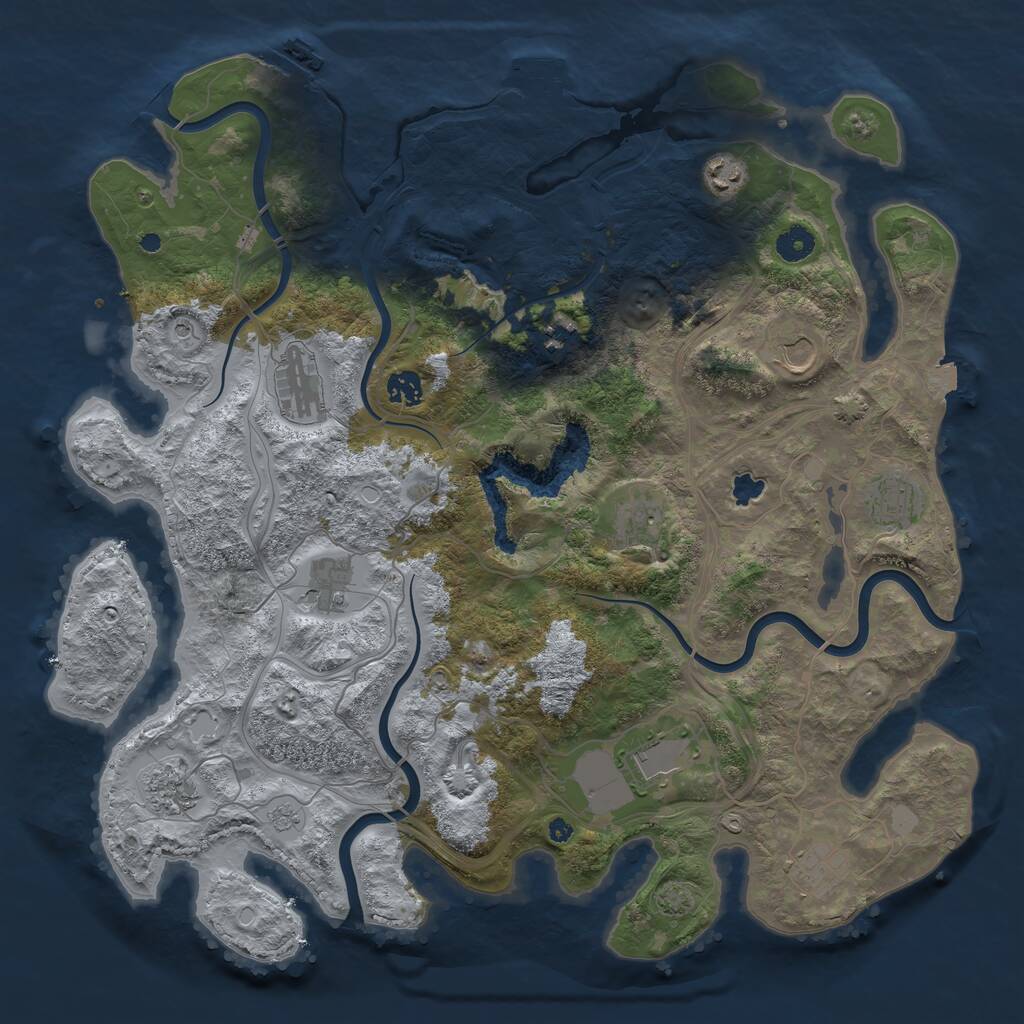 Rust Map: Procedural Map, Size: 4250, Seed: 370094168, 17 Monuments
