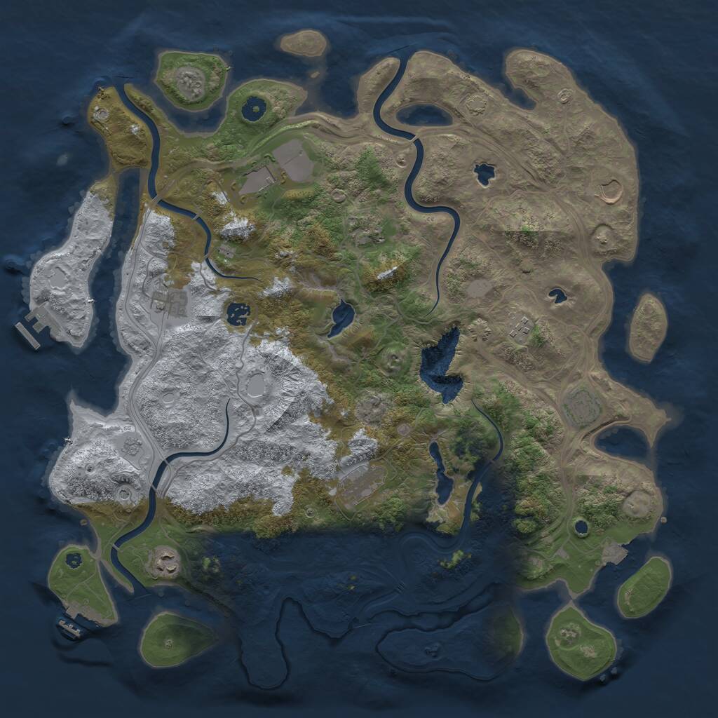 Rust Map: Procedural Map, Size: 4500, Seed: 1194231476, 15 Monuments