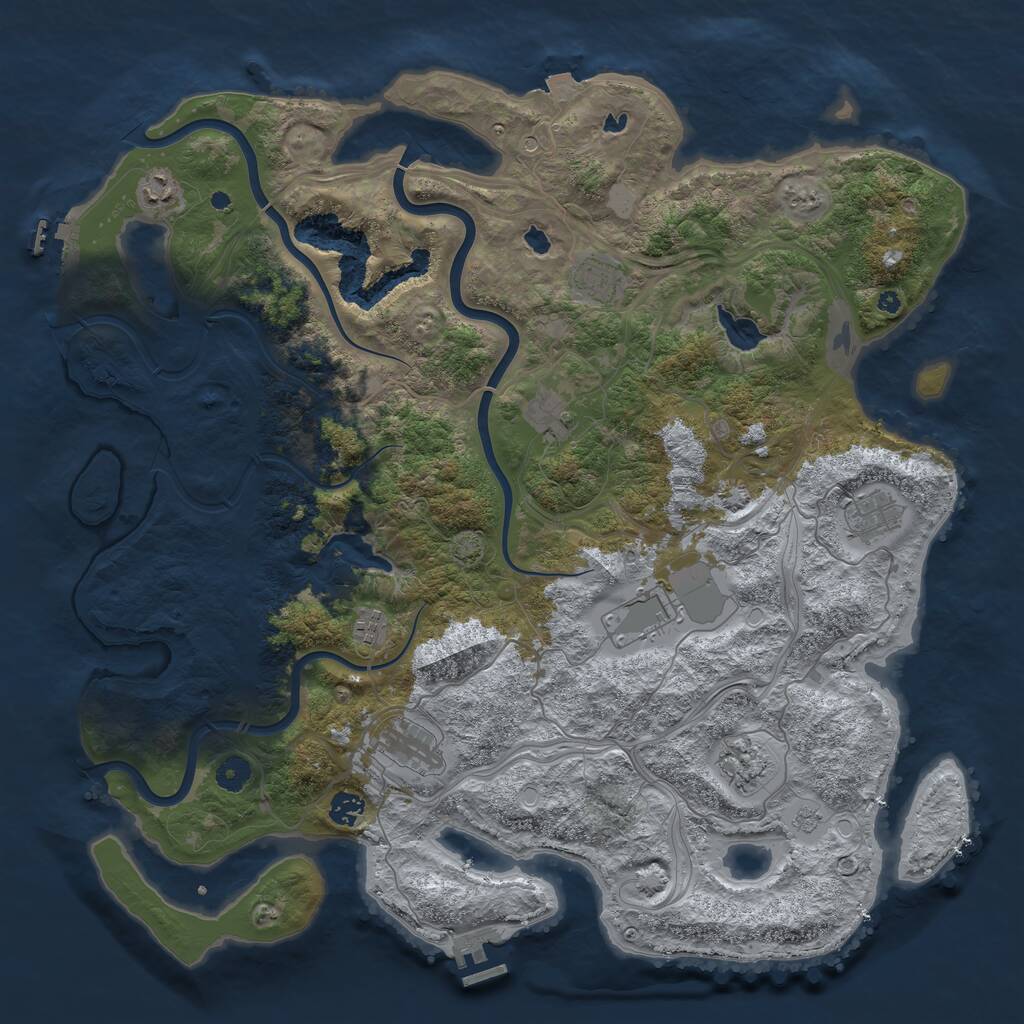 Rust Map: Procedural Map, Size: 4500, Seed: 598411157, 15 Monuments