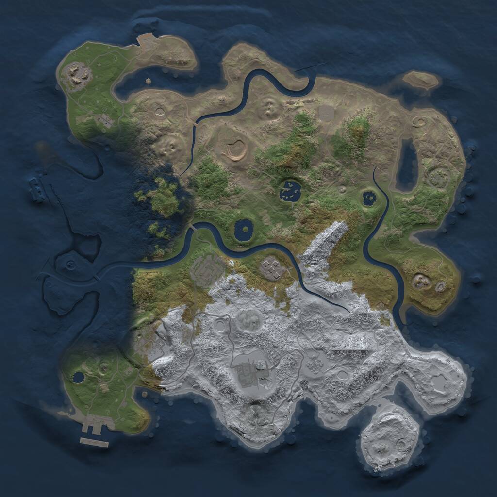 Rust Map: Procedural Map, Size: 3500, Seed: 475214719, 13 Monuments