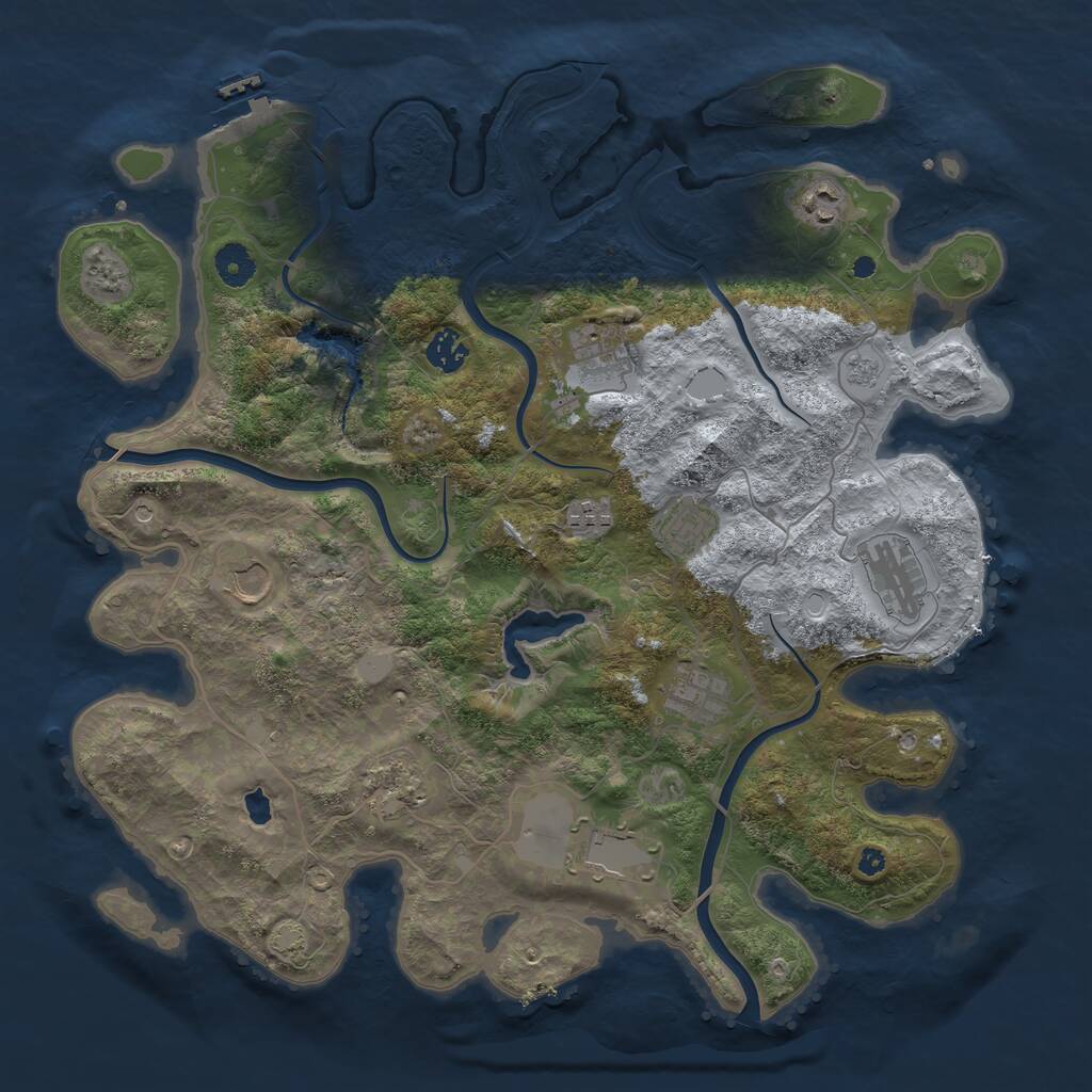 Rust Map: Procedural Map, Size: 4000, Seed: 952128057, 15 Monuments