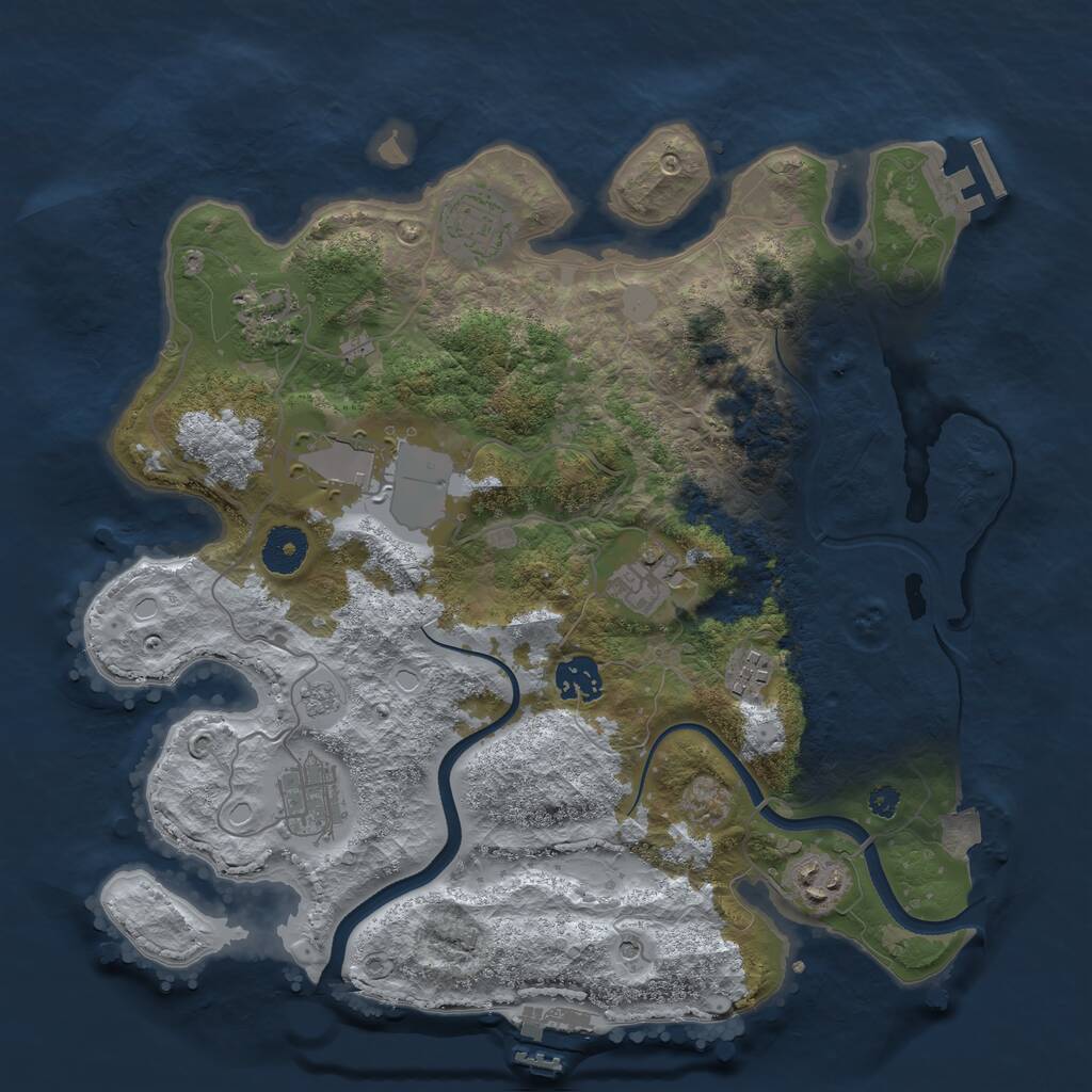 Rust Map: Procedural Map, Size: 3500, Seed: 105212026, 14 Monuments