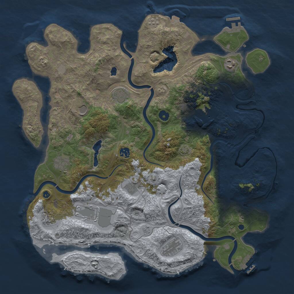 Rust Map: Procedural Map, Size: 4250, Seed: 1001, 17 Monuments