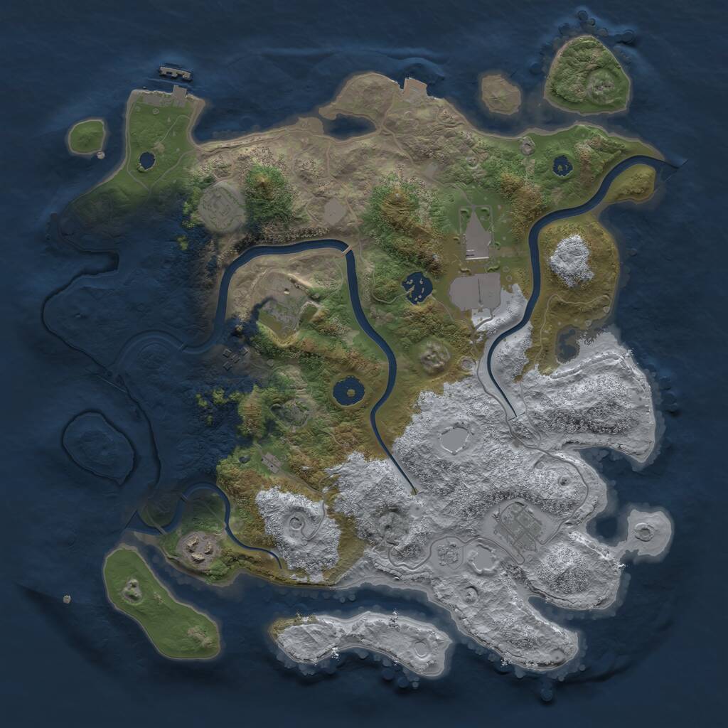 Rust Map: Procedural Map, Size: 3700, Seed: 1260596881, 12 Monuments