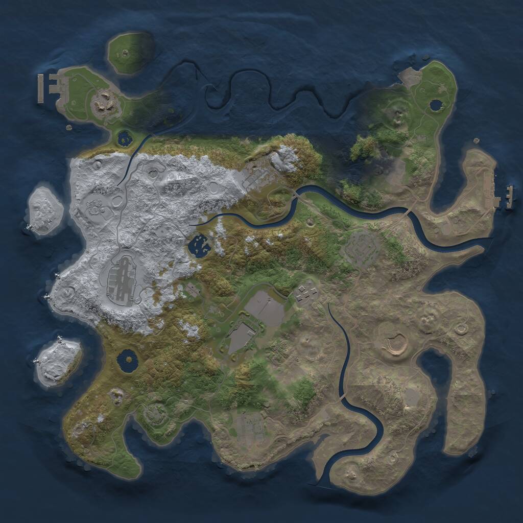 Rust Map: Procedural Map, Size: 3600, Seed: 9678, 16 Monuments