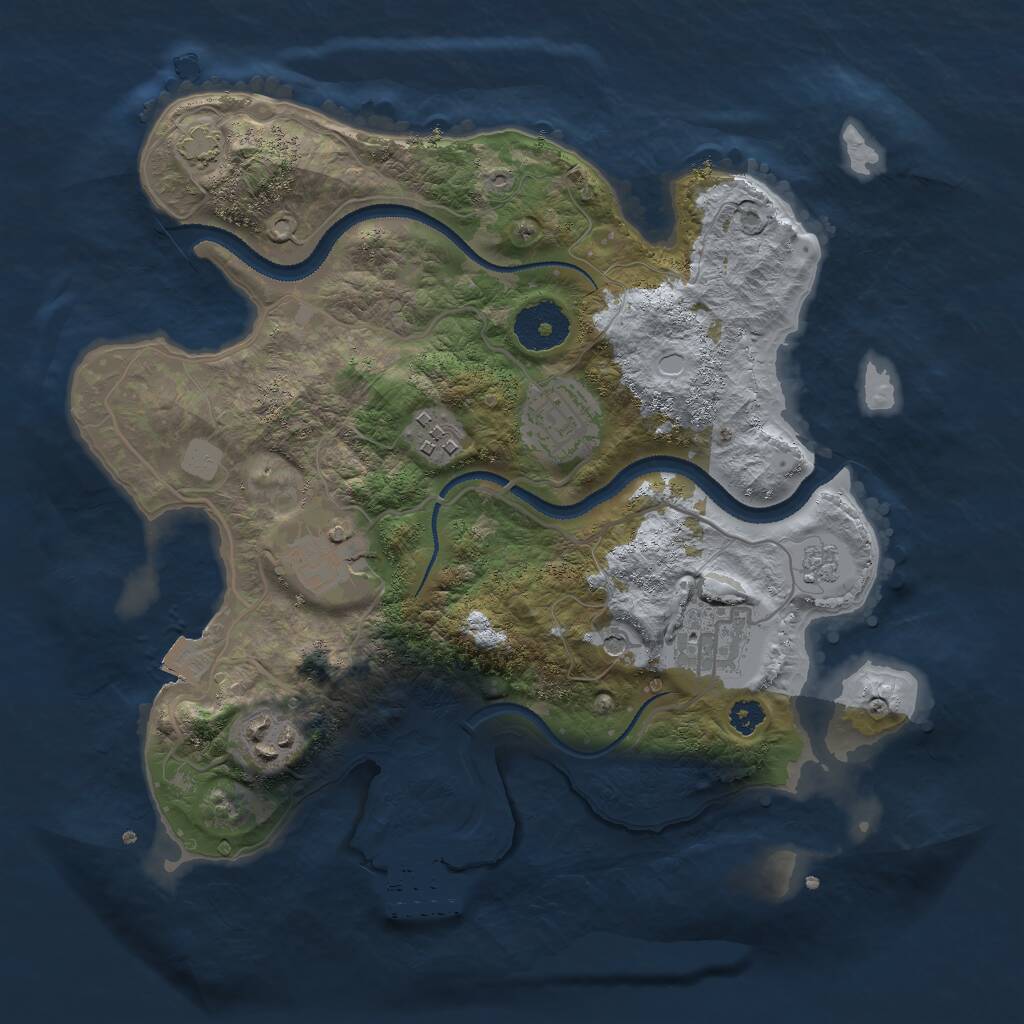 Rust Map: Procedural Map, Size: 3000, Seed: 837169, 10 Monuments