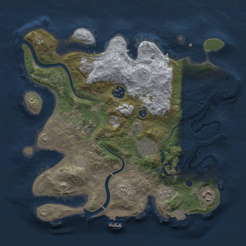 Rust Map: Procedural Map, Size: 3000, Seed: 1122492868, 11 Monuments
