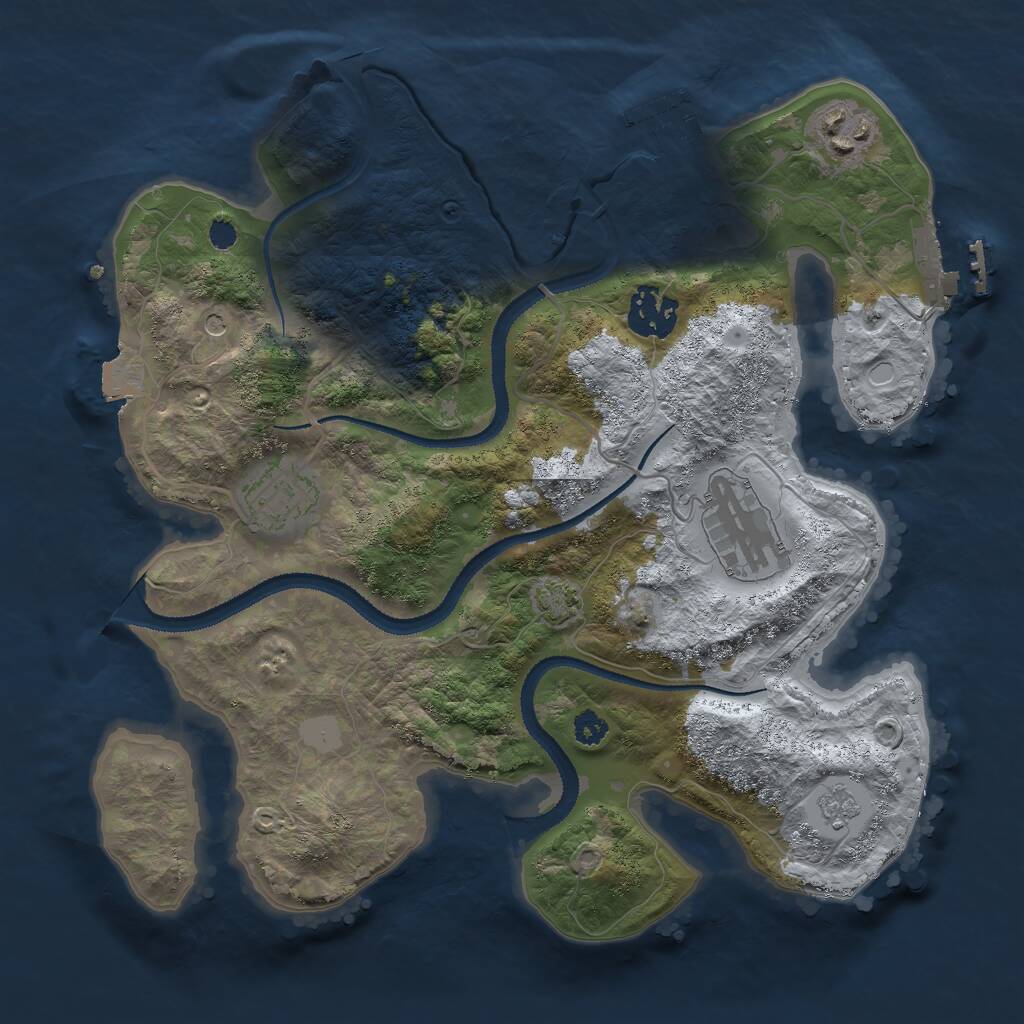 Rust Map: Procedural Map, Size: 3000, Seed: 29023, 10 Monuments