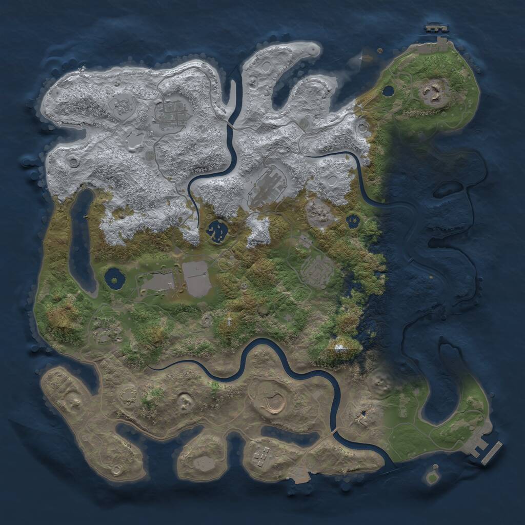 Rust Map: Procedural Map, Size: 3800, Seed: 13255, 15 Monuments